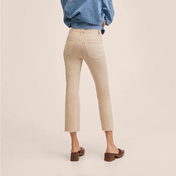 Mango High-Waisted Beige Jeans Flare New - Picture 7 of 9